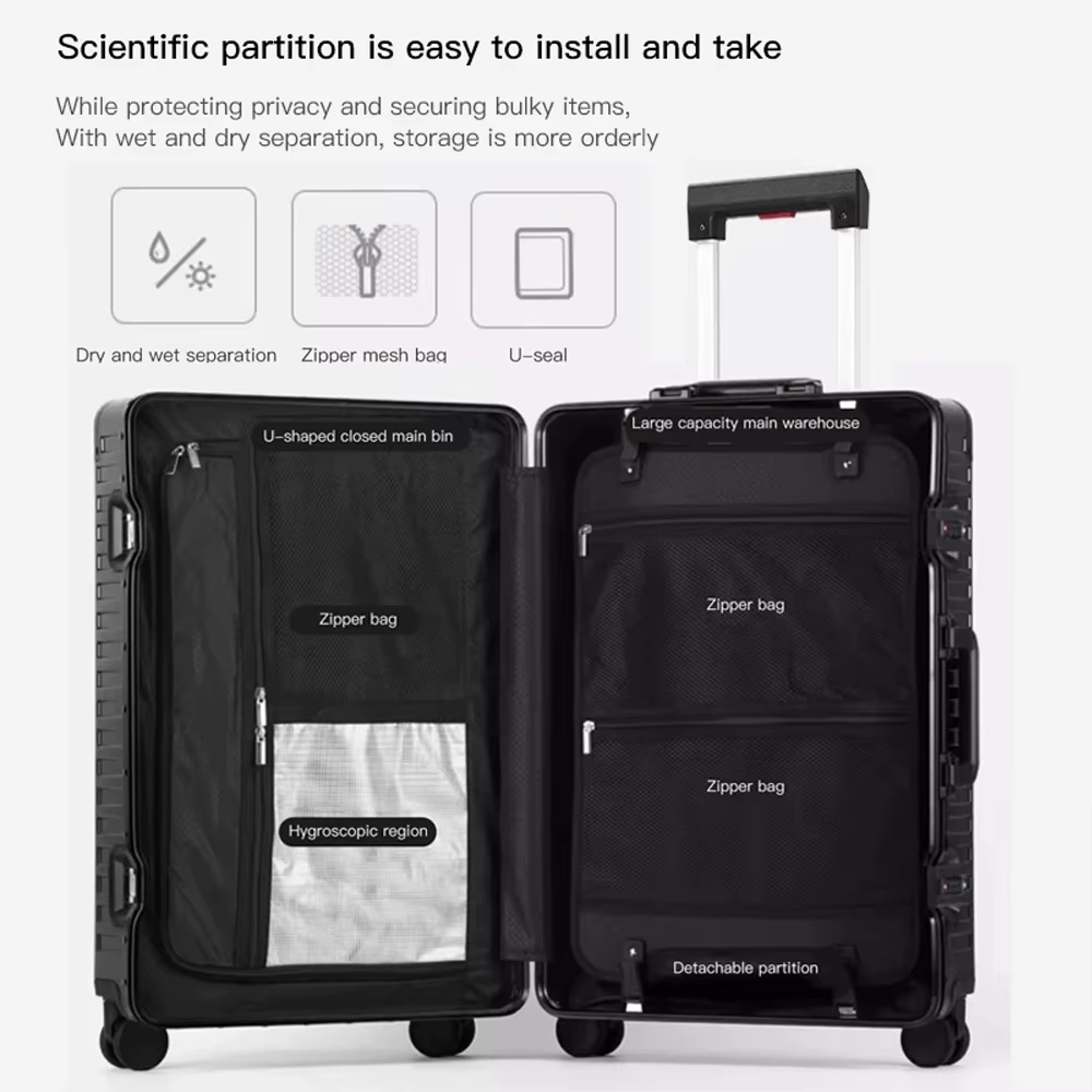 Nouveau Style tout en aluminium 20 "24" 28 "pouces valise de voyage continuer valise de luxe sac de