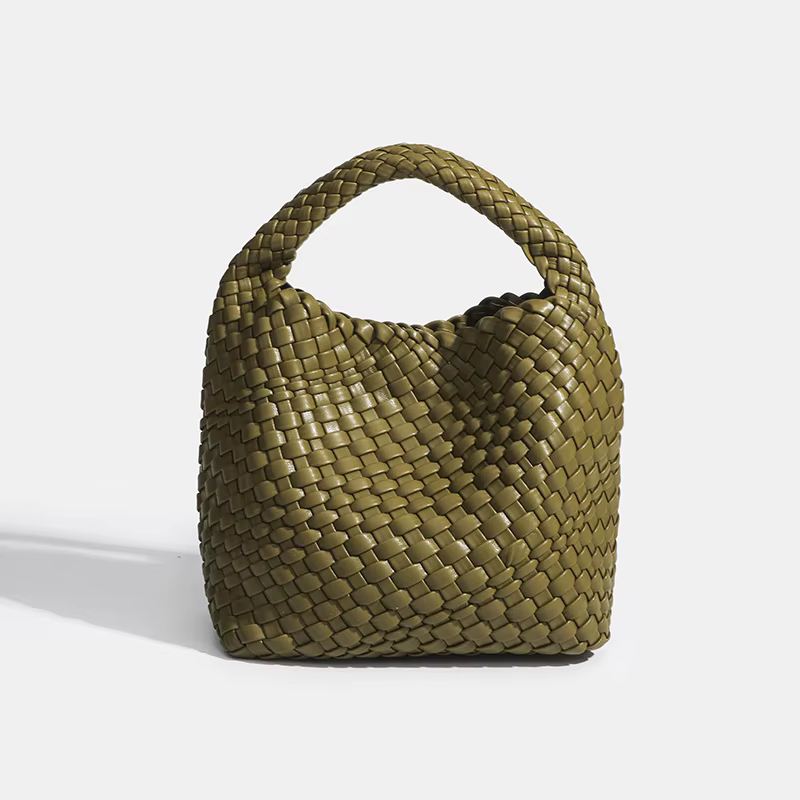 Sac seau tissé à la main pour femme, sac à main de créateur, PU, petite taille, haute qualité, luxe,