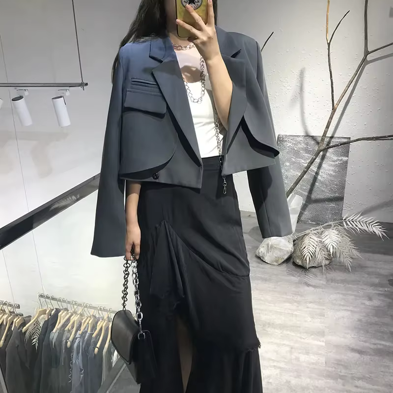 Court Petit Costume Veste Dame 2023 Printemps Automne Nouveau Style Occidental Veste de Costume Blaz