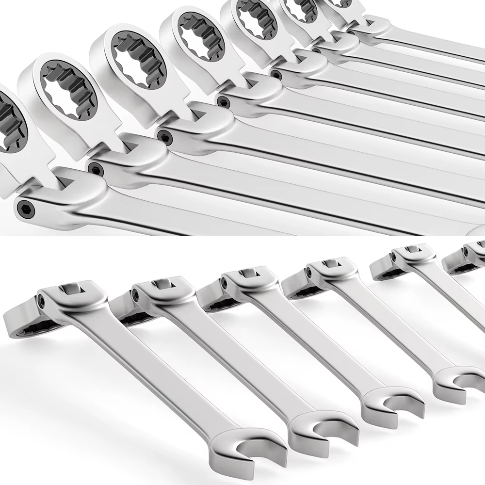 Jeu de clés à cliquet, anneau d'engrenage de 8 à 22mm, Kit de clés combinées à cliquet, tête Flexibl