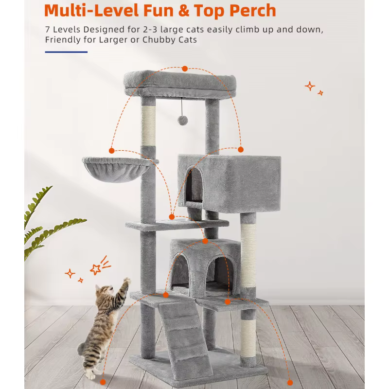 Arbre à Chat pour Grands Chats Adultes avec Super Grand Perchoir Supérieur, Tour pour Grands Chats a