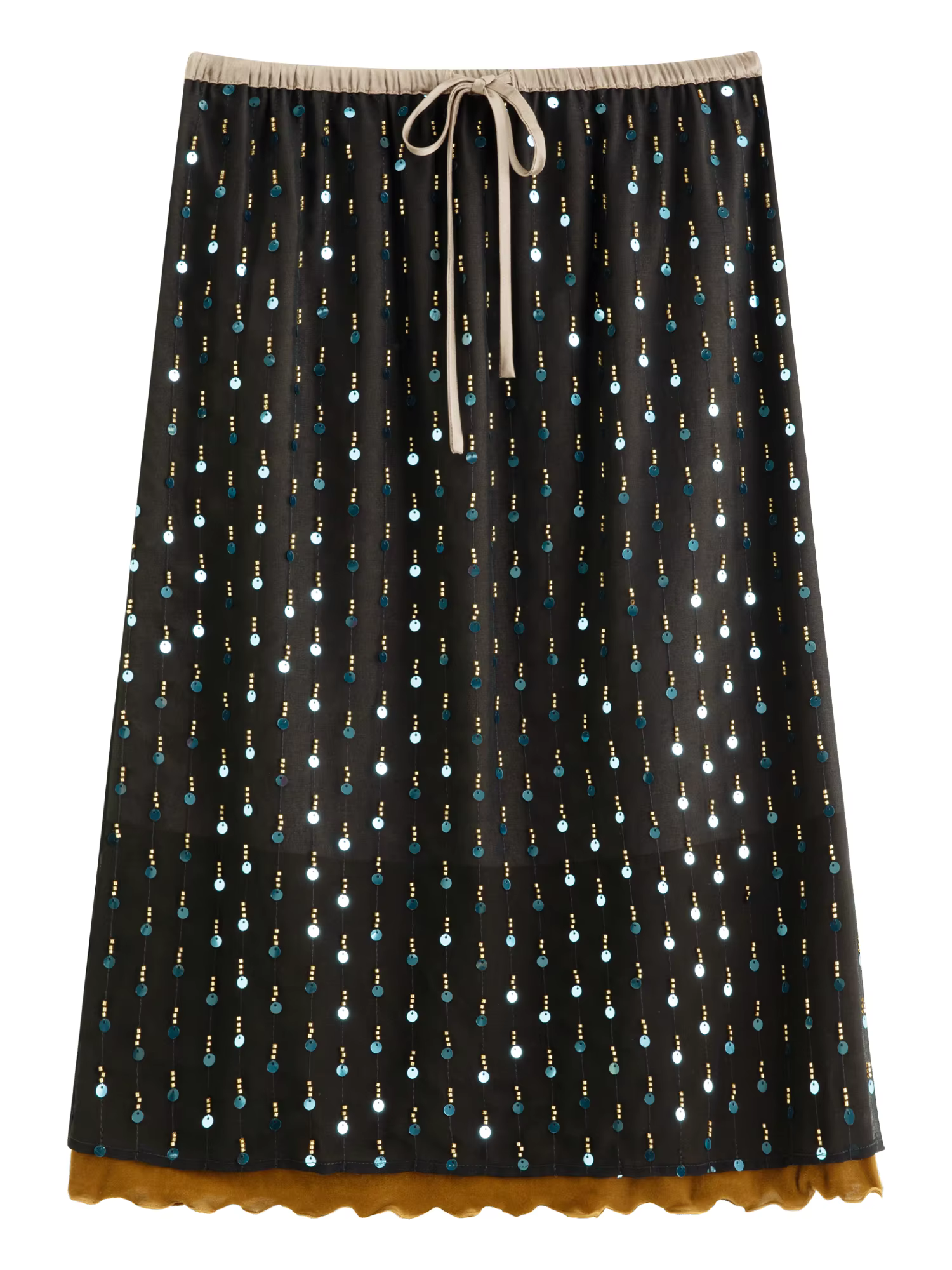 FSLE【Série Premium】Jupe Courte Femme Printemps 2026 en Velours à Paillettes et Perles, Style Rétro, 