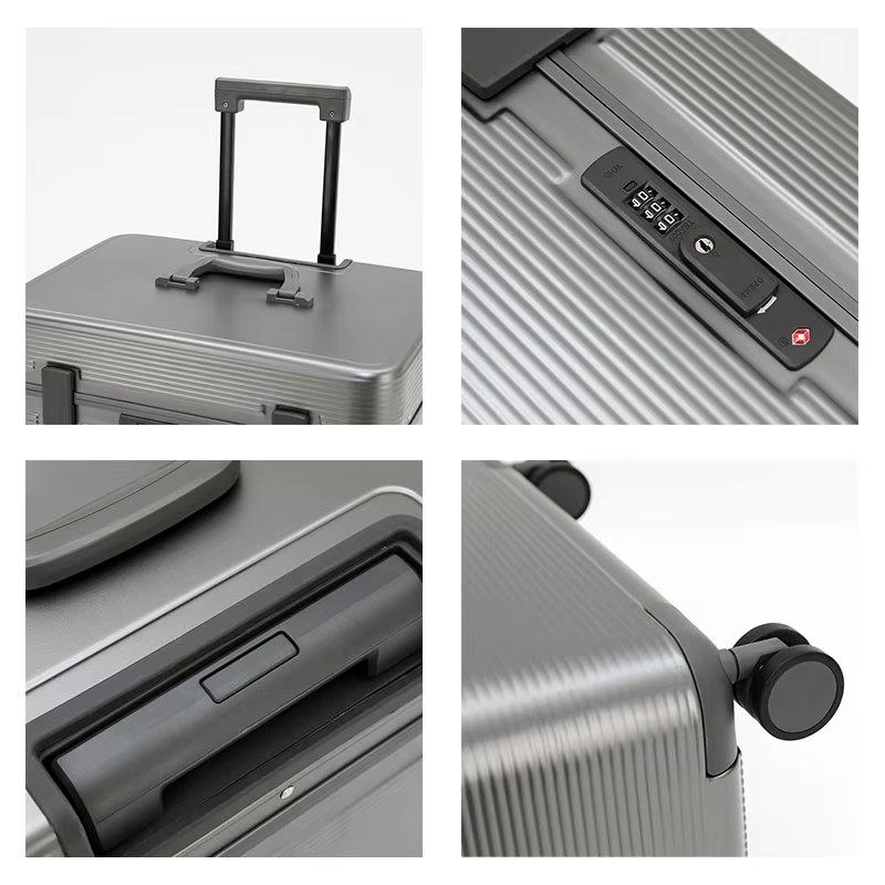 Valise à cadre en alliage d'aluminium, valise à roulettes portable ABS à ouverture supérieure, roues