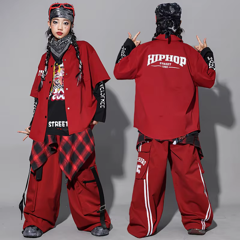 Sweat-shirt à la mode Hip Hop pour garçons, pantalon cargo pour danse de rue, haut K-pop pour filles