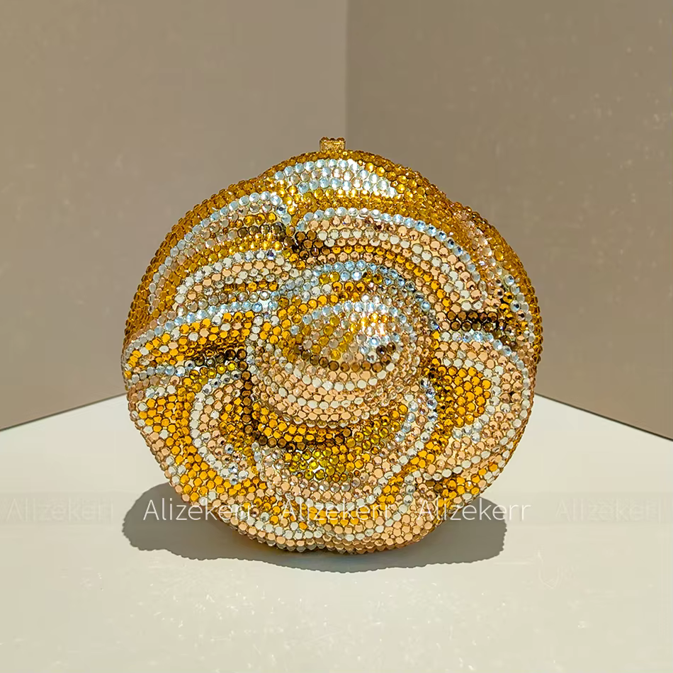 Alizekerr Rose en forme de cristal sacs de soirée femmes magnifique Chic strass fleur pochette sacs