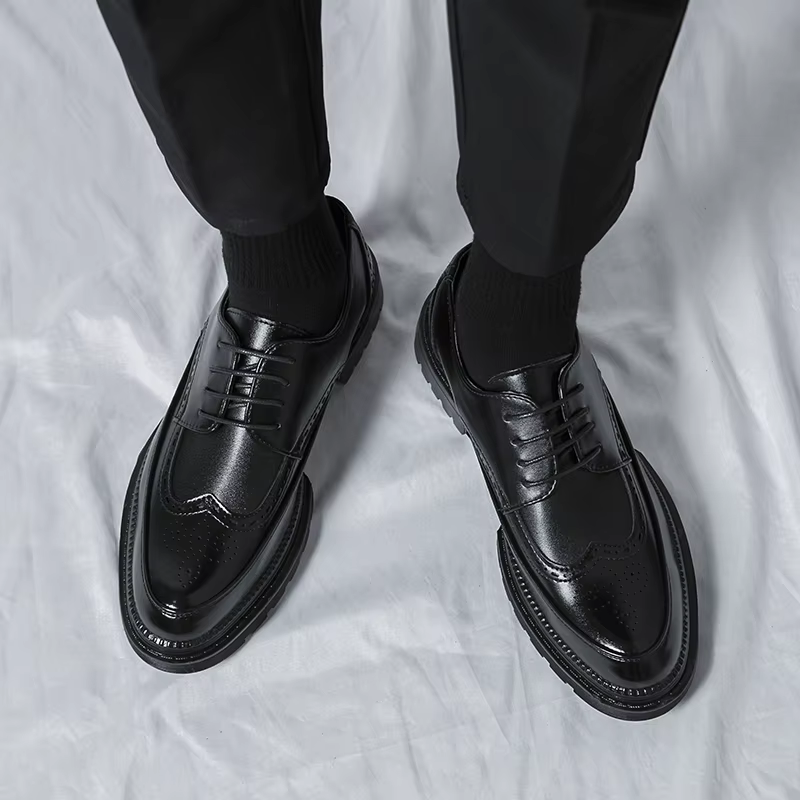 Chaussures en cuir à lacets pour jeunes hommes, chaussures d'affaires formelles, chaussures de maria