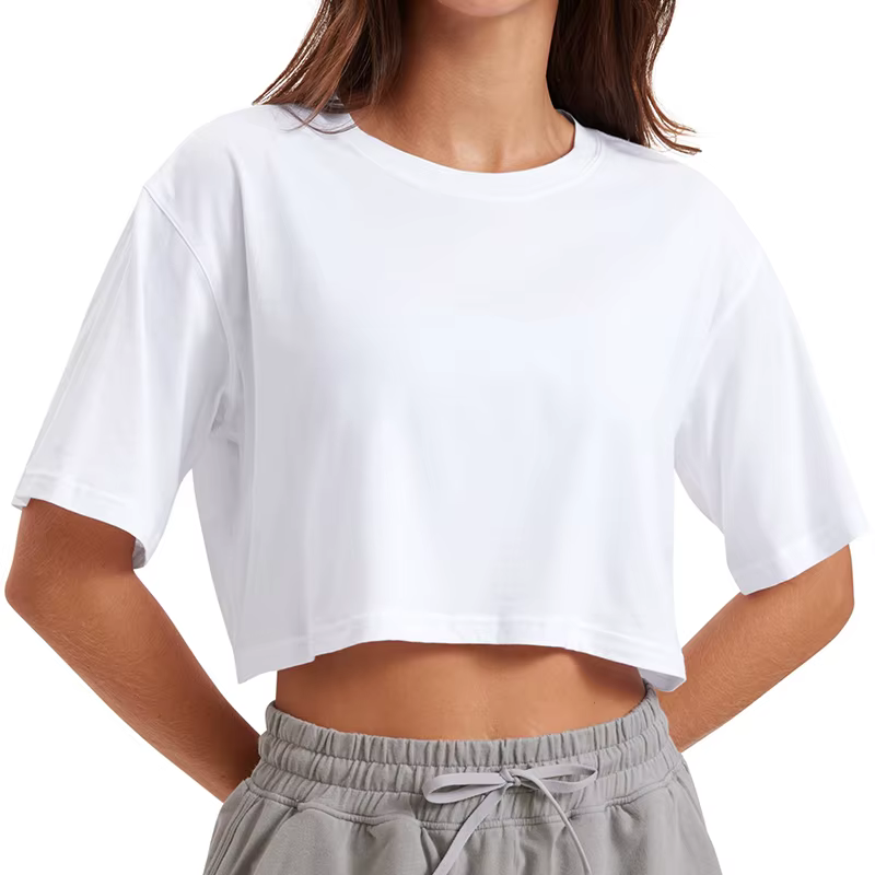 T-shirt court à col rond pour femme, streetwear d'été, décontracté, blanc, Y2K, Harajuku