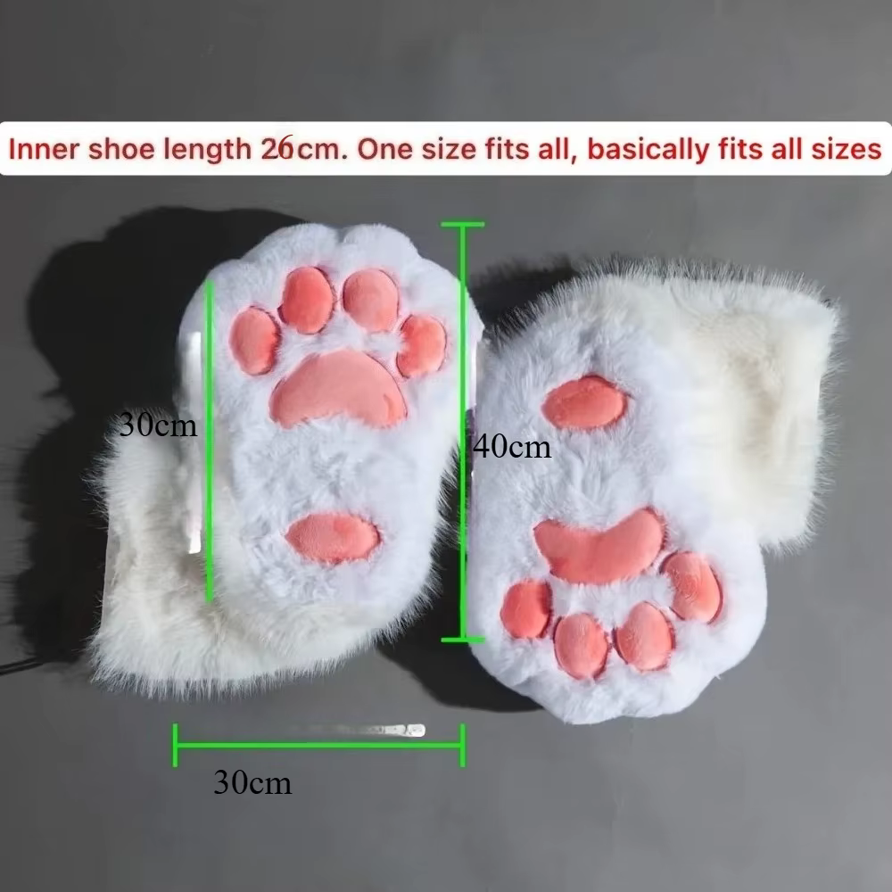 Kawaii Anime Cosplay patte de chat chaussons en peluche femmes chaud hiver maison pantoufles mignon
