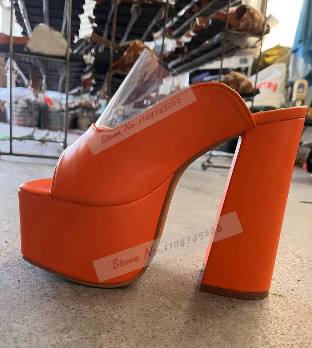 Mules à talons épais étranges bordeaux mat, Patchwork en Pvc transparent, pantoufles modernes d'exté