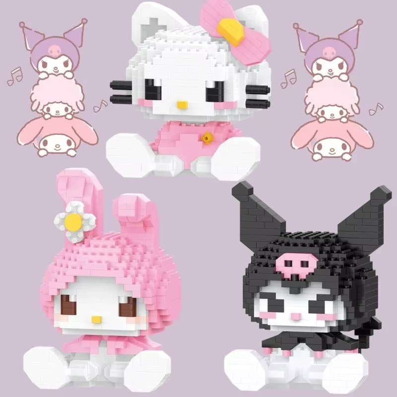 KEEPPLEY Sanrio Anime Hello Kitty My Melody Cinnamoroll Pompompurin Kuromi Blocs de construction pou