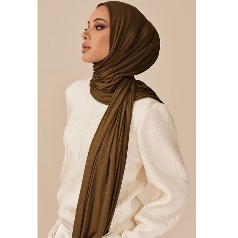 Écharpe Hijab en Jersey de Coton Modal pour Femme, Long Châle Musulman, Turban Doux Uni, Bandeau de 