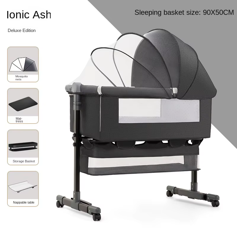 Moustiquaire multifonctionnelle pour berceau de bébé, grand sac de rangement, lit réglable en hauteu