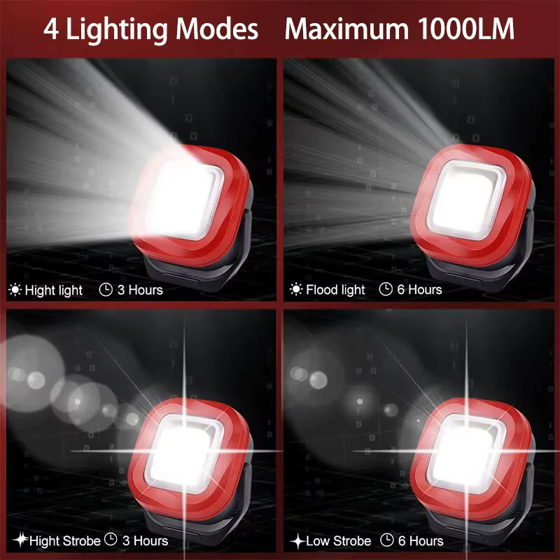 Lampe de travail d'urgence LED COB, lampe de poche portable, 4 modes d'éclairage, 2400mAh, aste, éta
