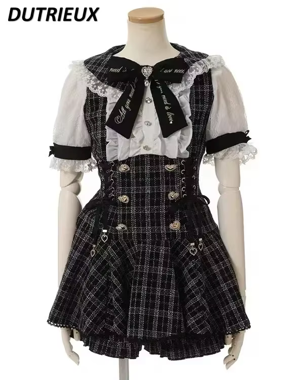 Vêtements Lolita japonais Mine, chemise à manches courtes et Short, ensemble pour femmes, doux et mi