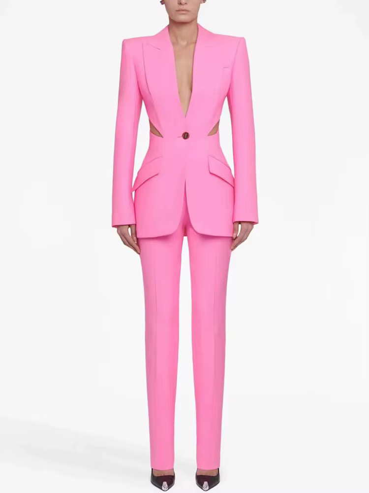Ensemble de costume de créateur HIGH STREET, nouveauté 2026, pour femme, en gaze patchwork, blazer à