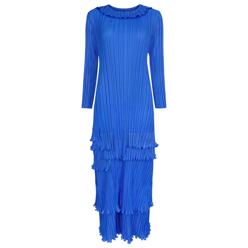 Robe plissée à la mode trois manoirs, robe de gâteau vieillissante de tempérament, fouet de concepti