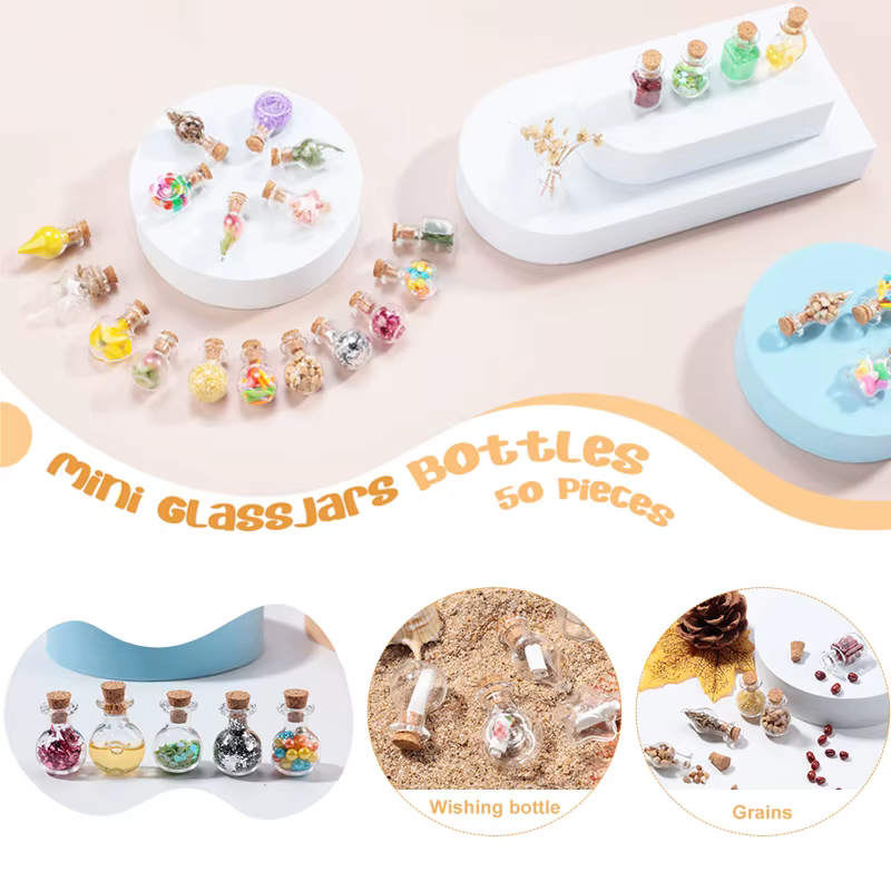5 pièces-10 pièces petit mignon Mini bouchon en liège bouteilles en verre flacons pots conteneurs pe