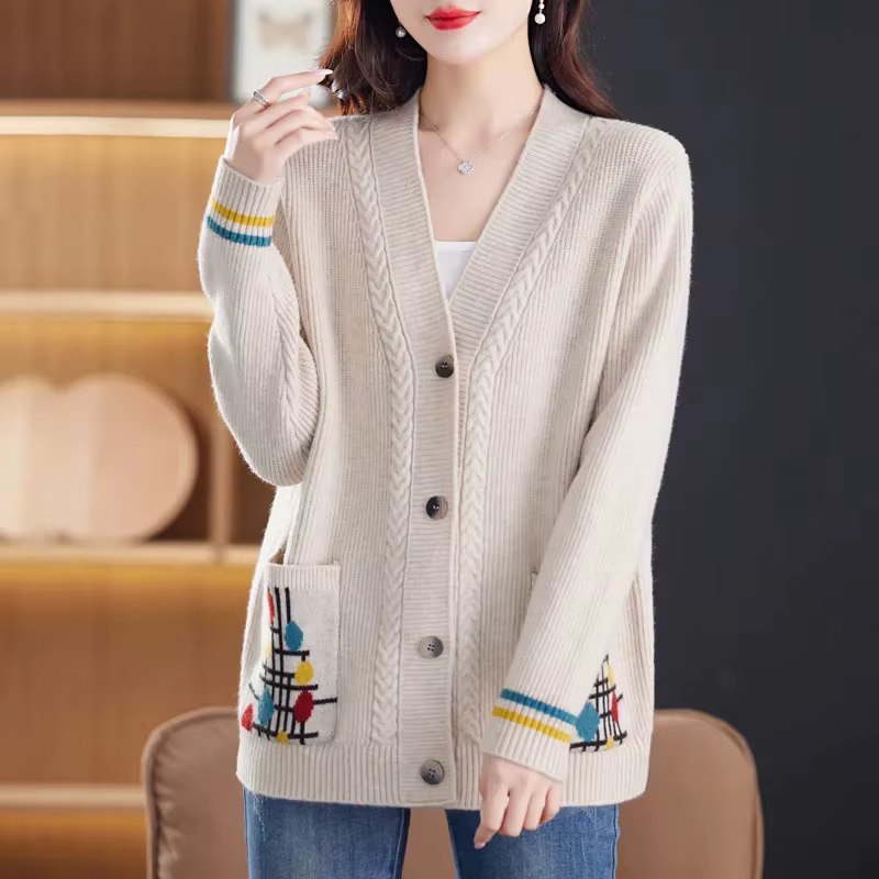 Pull court en tricot brodé pour femmes, pull femme, veste gilet, printemps, automne, 2024