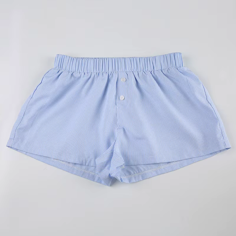 Short décontracté à imprimé rayé pour femme, taille élastique, bas boutonnés à la mode, streetwear c