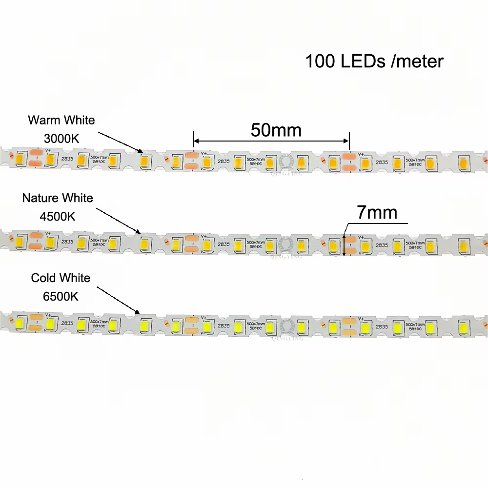 Bande lumineuse Flexible à courant Constant, 5m/bobine, haute luminosité, SMD2835, Type S, 5B10C, 10
