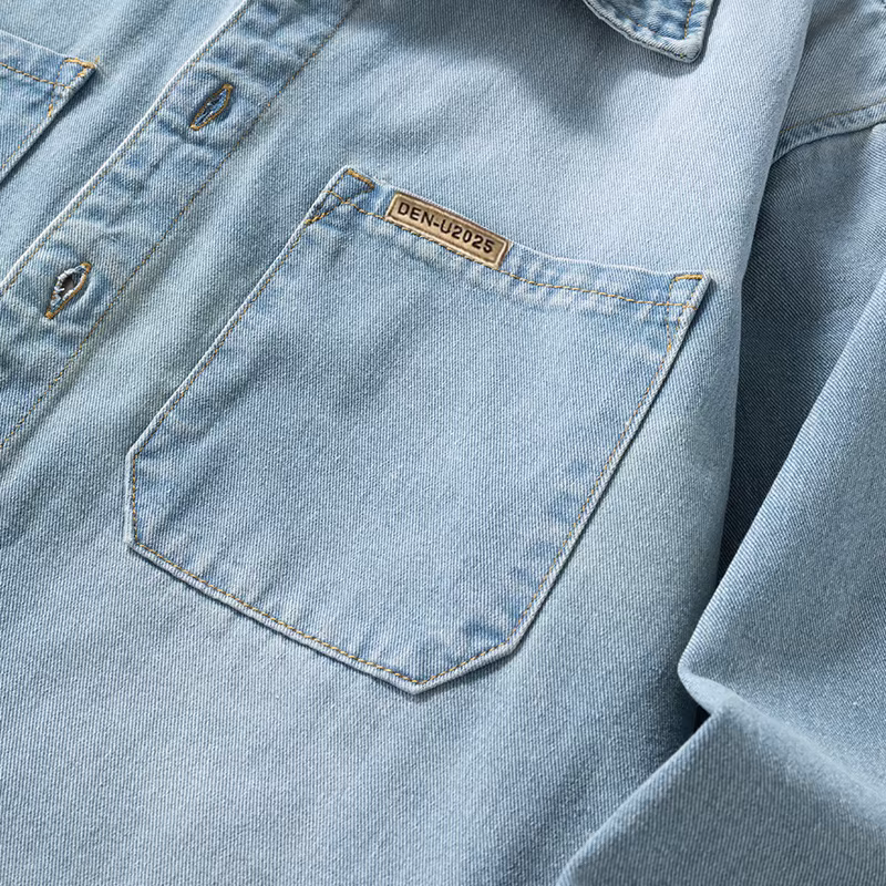 Chemise ample en denim fin et non extensible pour hommes, style américain, polyvalente, Vintage