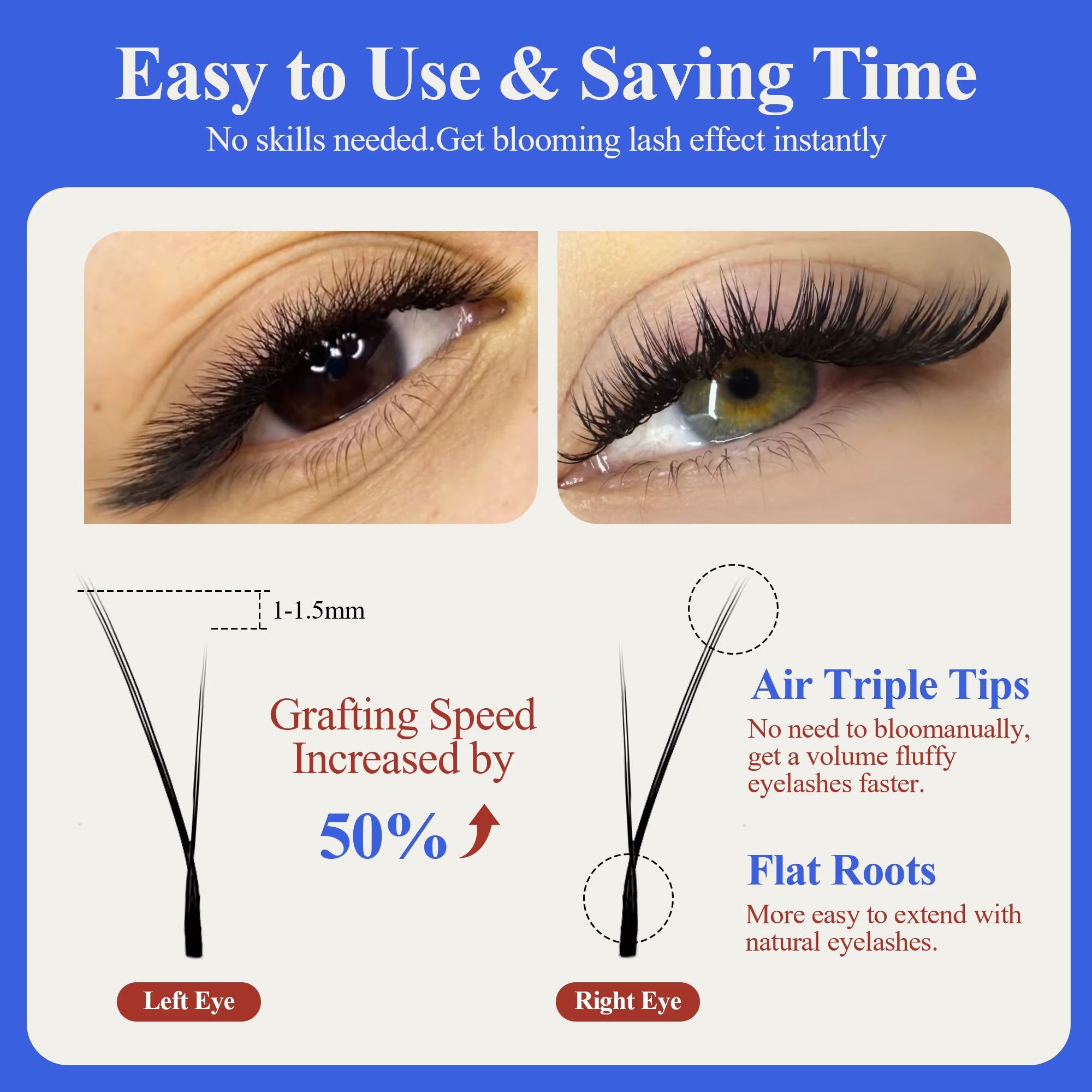 LAKANAKU-Extensions de Cils en Faux Vison Doux, Volume Brésilien, Forme YY, Yeux de Renard, 0.07mm