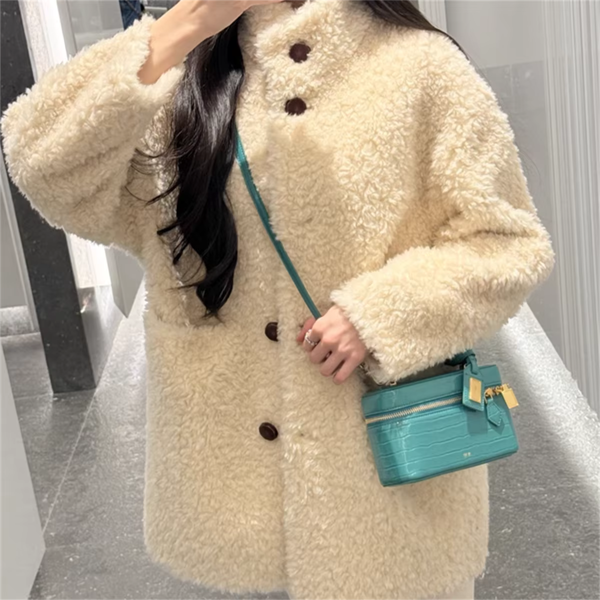 Sac à bandoulière pour femme JW PEI, sac à main croisé, petit sac carré gaufré effet croco, sac mess