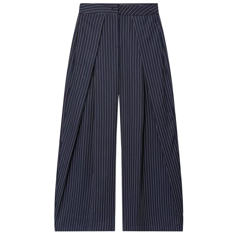 HXAO pantalon Baggy rayé pantalon femme automne 2025 élégant plissé jambe large pantalon surdimensio