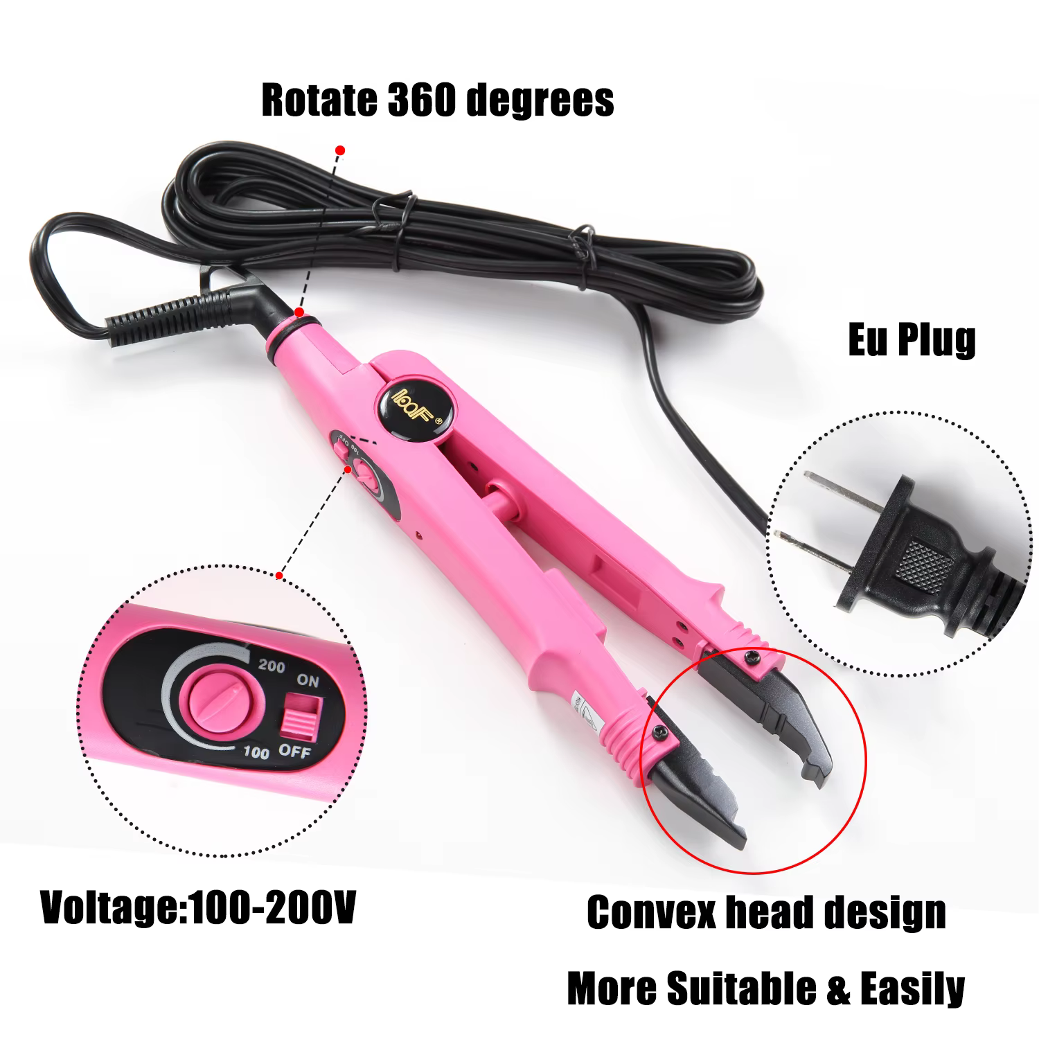 Outil professionnel d'extension de cheveux, connecteur de cheveux, connecteur de fer thermique de Fu