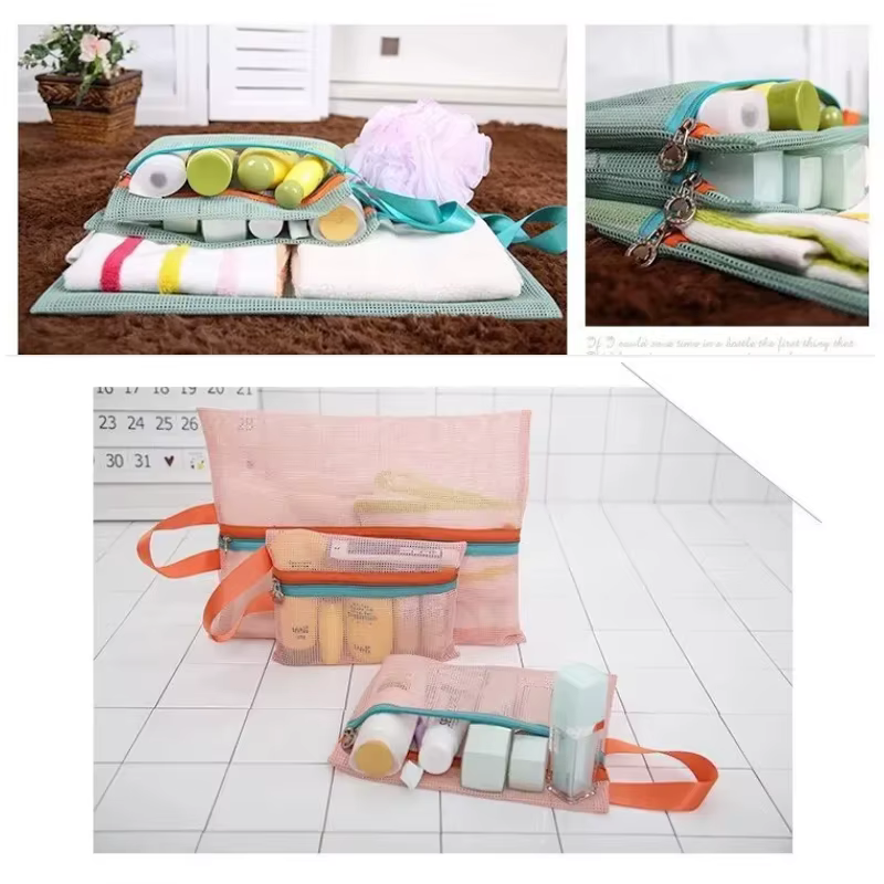 4 pièces/ensemble sac de rangement de voyage Portable sac en maille de voyage étui vêtements de toil