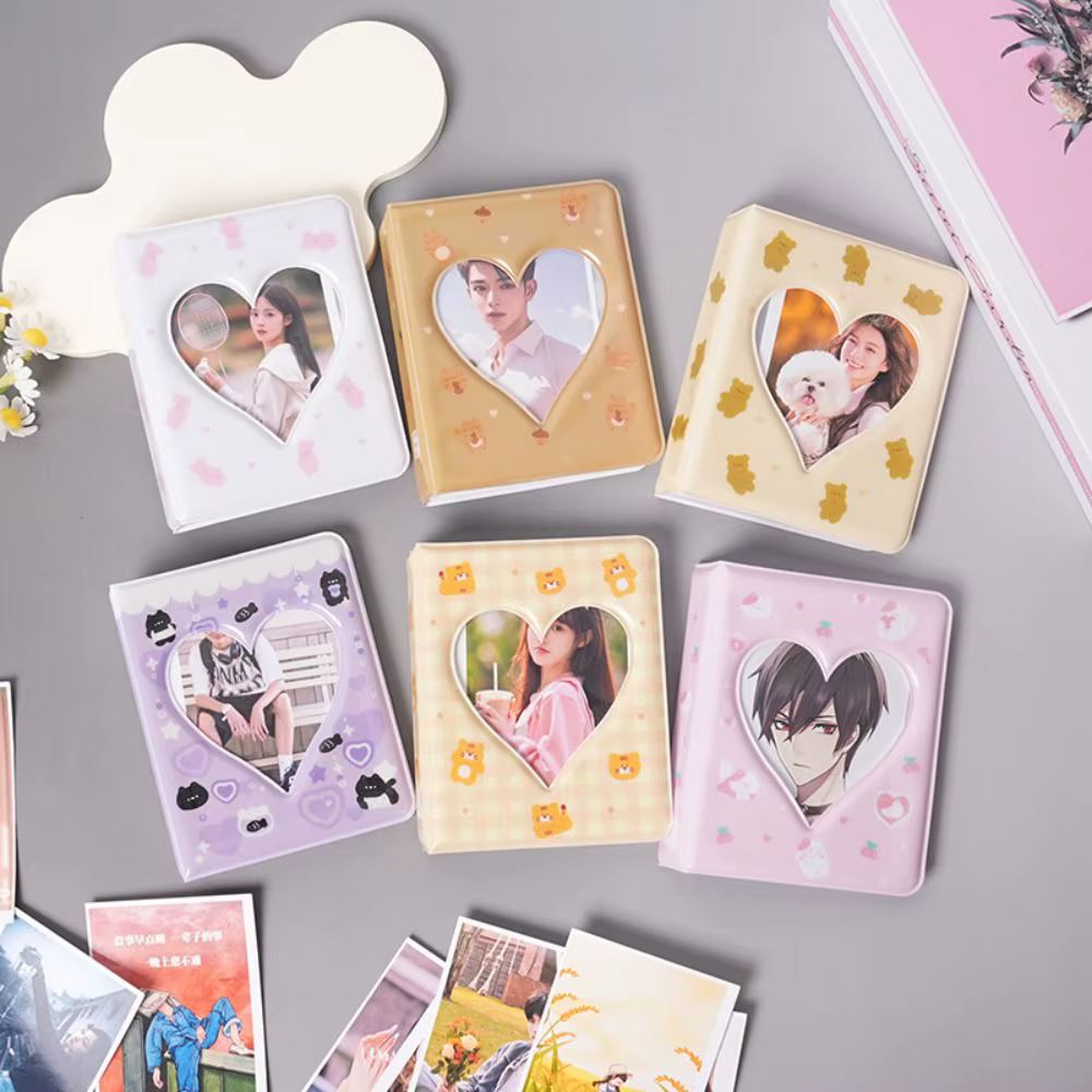 Album Photo ours mignon 3 pouces, mallette de rangement d'images creuses en forme de cœur d'amour, c