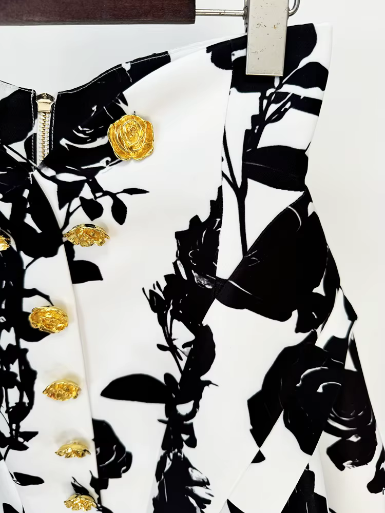 HIGH STREET Nouveauté 2026 Mini-jupe florale imprimée pour femme, style défilé de créateur, avec bou