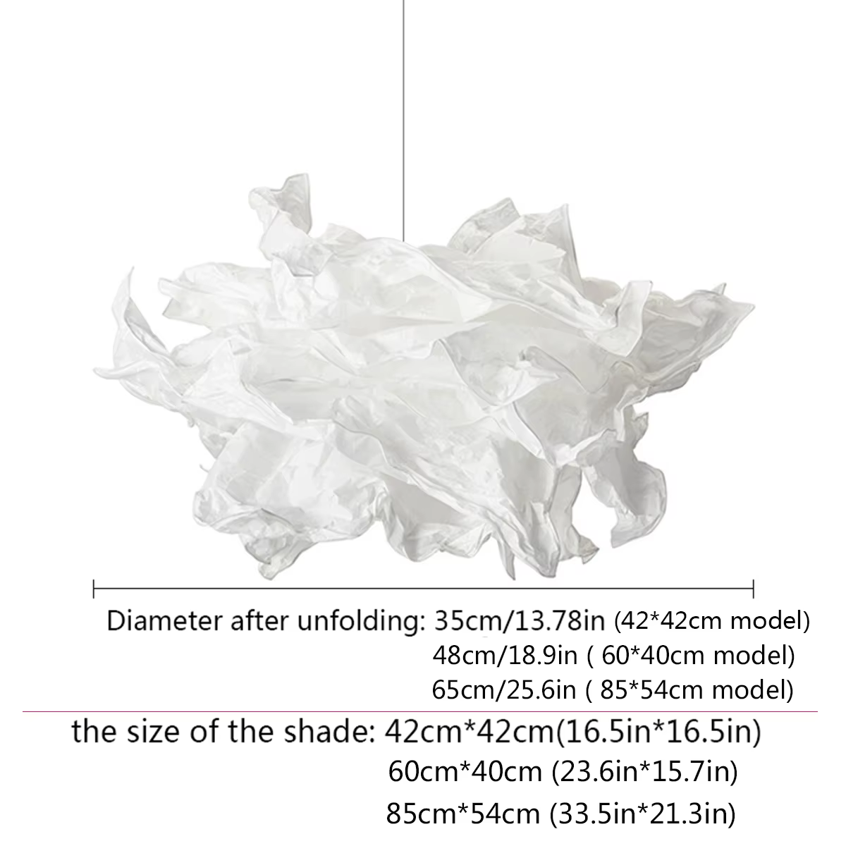 Abat-jour Nuage DIY 42x42/60x40/85x54cm pour Lampe Plafond, Décoration Luminaire Fleur, Lustre Suspe