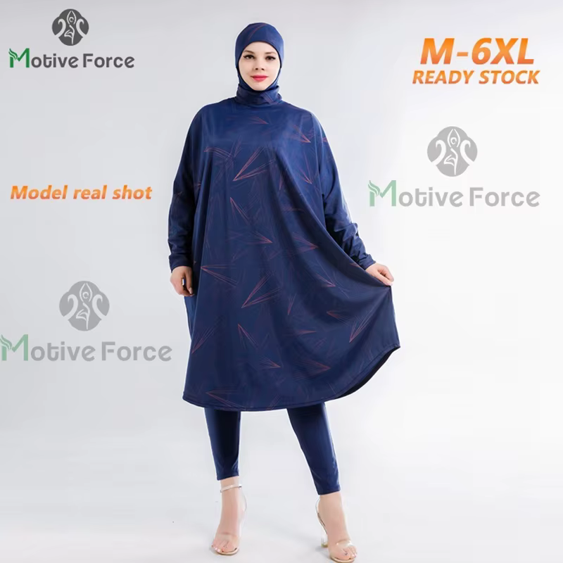 Abaya-Burkini Musulman à Manches sulfpour Femme, Grande Taille, Modeste, Hijab