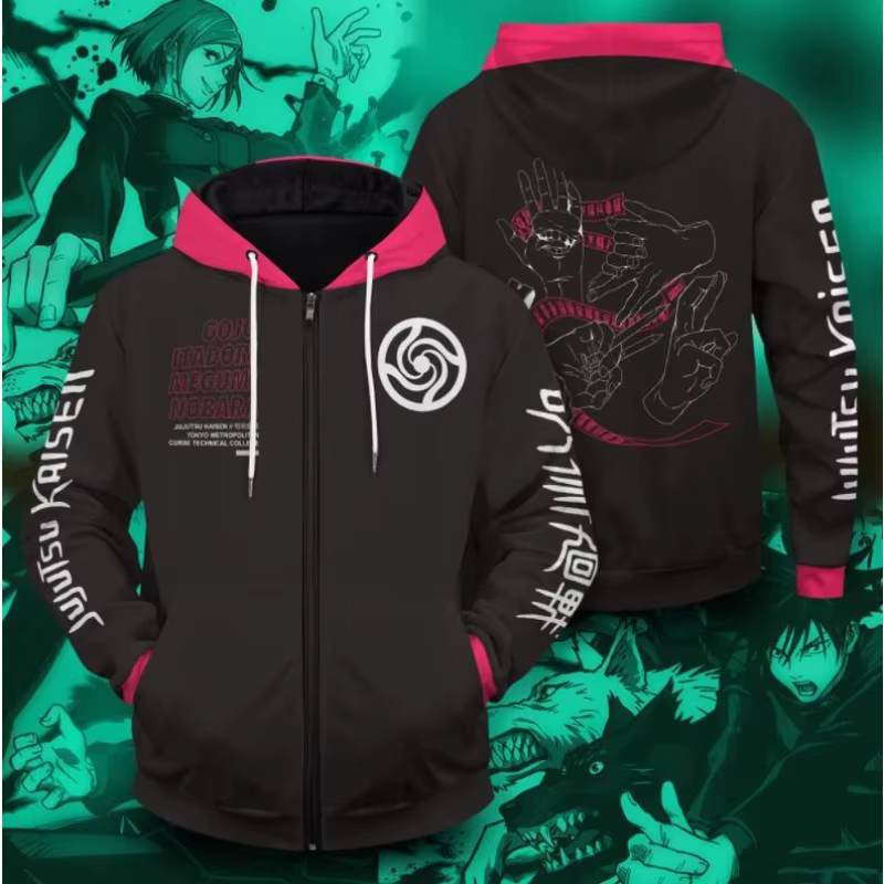 Nouveau Anime Jujutsu Kaisen sweat à capuche délavé 100% coton Vintage imprimé à manches longues vêt