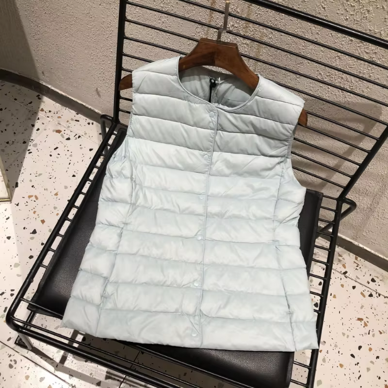 Veste en duvet de canard blanc 90% pour femme, gilet Ultra léger, doublure chaude, sans manches, nou