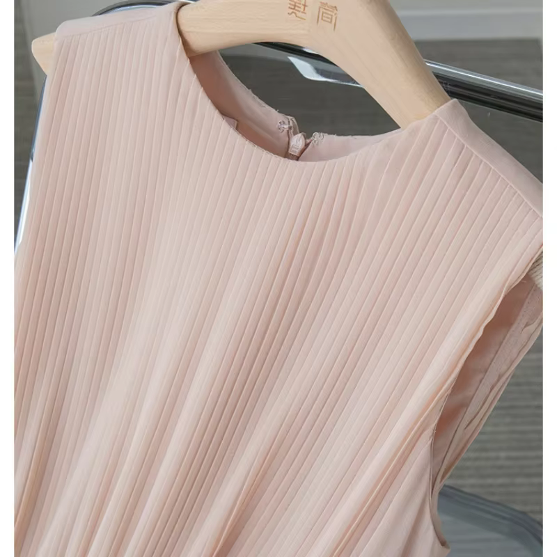 Robe longue plissée en mousseline de soie rose pour femme, tenue de soirée, tenue de bureau, sans ma
