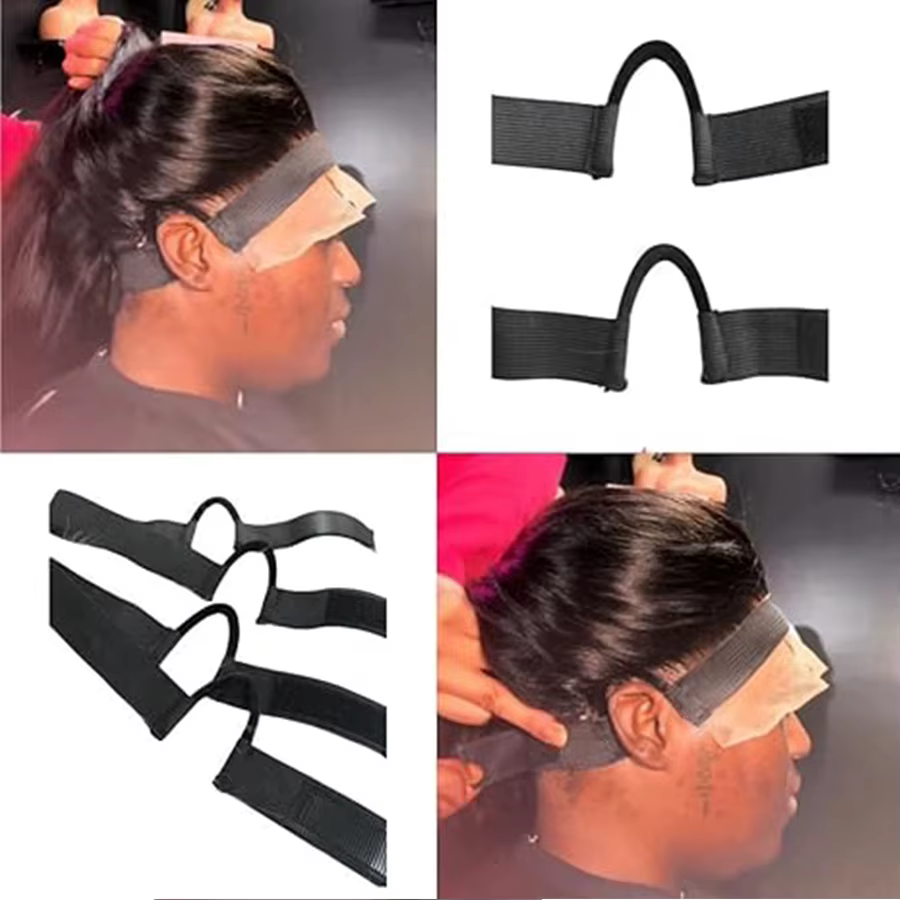 Bande de perruque en dentelle noire réglable, bande de fusion de cintre d'oreille pour poser les bor
