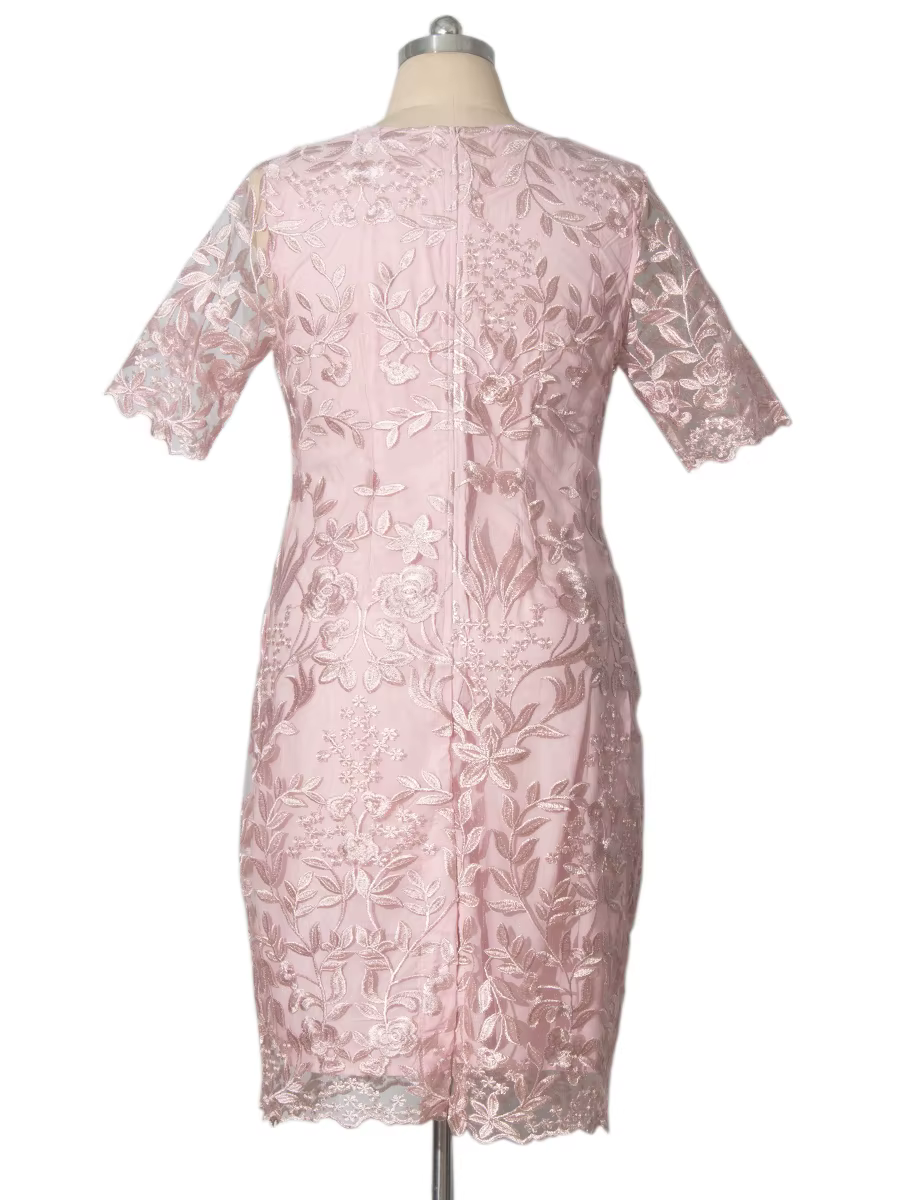 Robes d'été grande taille 4xl 5xl pour invités de mariage, manches courtes, dentelle florale, élégan