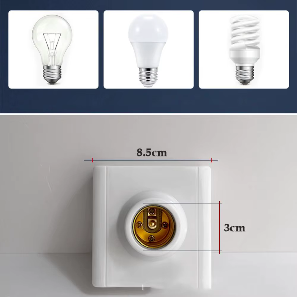 Coque en plastique avec bouchon à vis, base de lumière carrée en céramique, prise de raccord, suppor