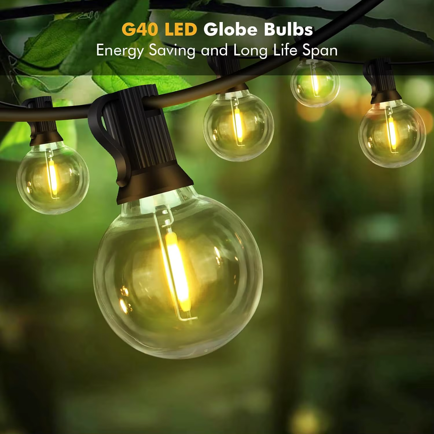 Guirlande lumineuse Globe LED G40 30M/15M/9M, avec prise ue, ampoules étanches en plastique brillant