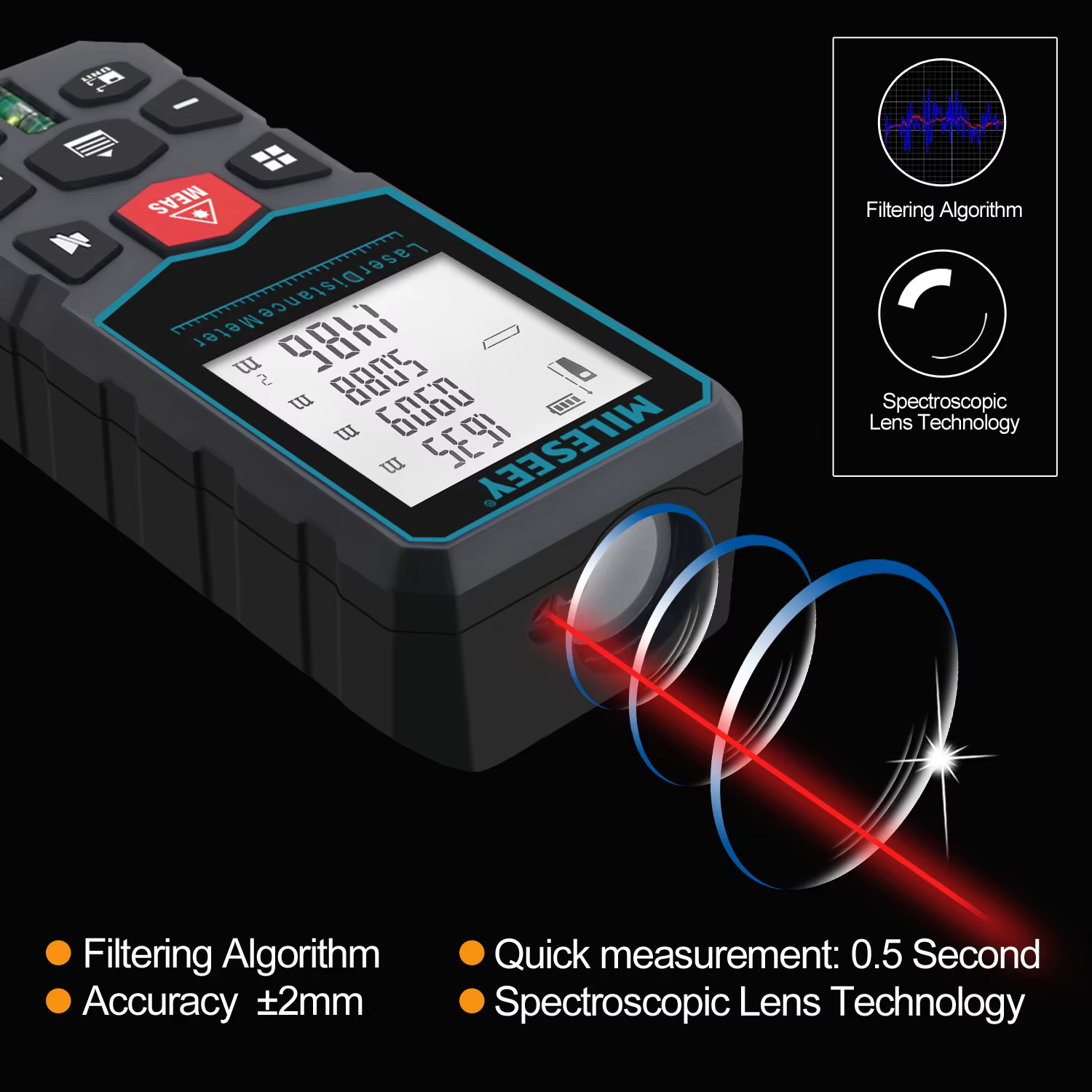 Télémètre laser MILESEEY X5 40M 60M 80M 100M, ruban à mesurer laser haute précision, règle électroni