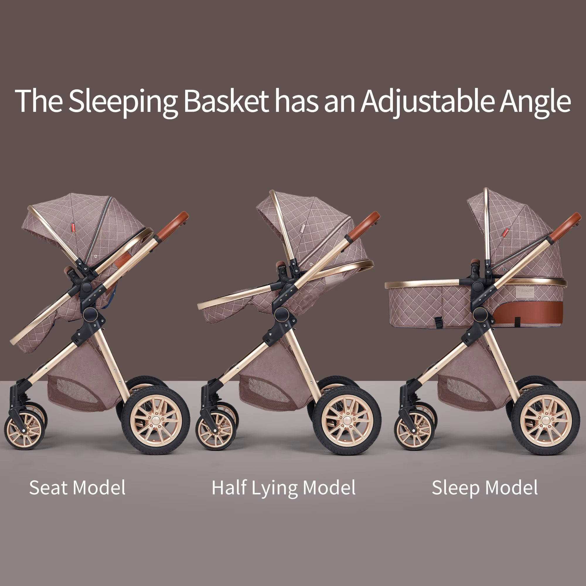 Landau de luxe 3 en 1, poussette pour bébé de paysage haut avec siège réversible, poussette pliante