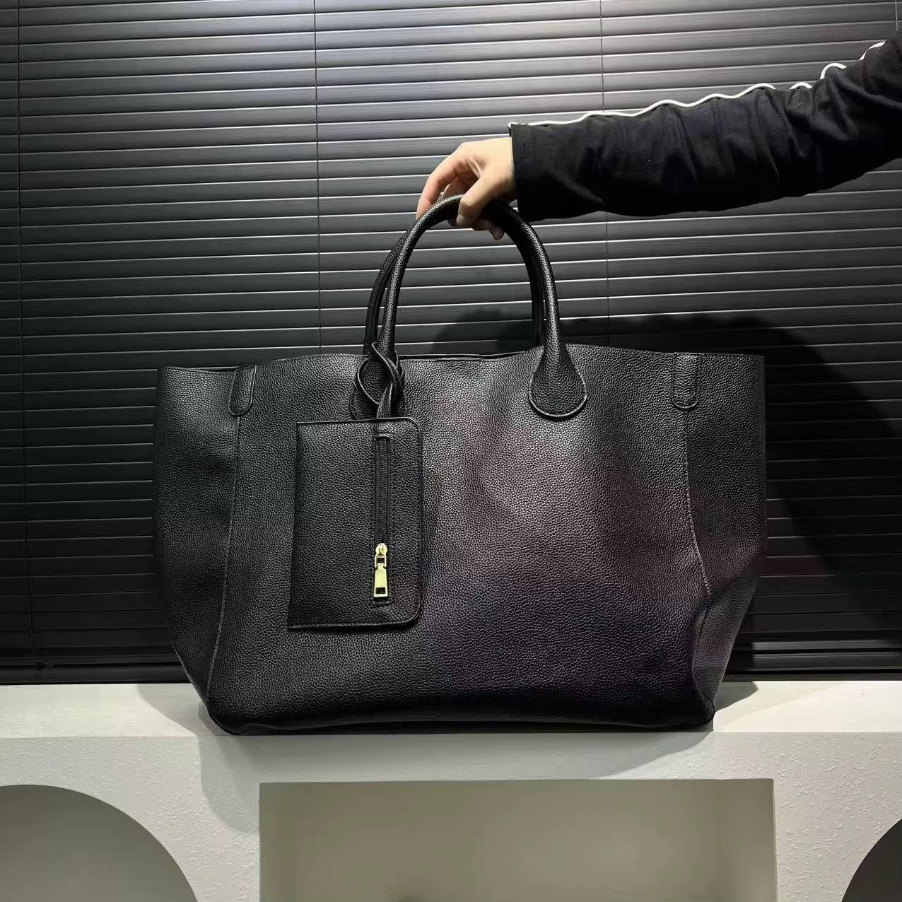 Sac à langer bandoulière classique de créateur pour femme, grand sac fourre-tout de luxe en cuir élé