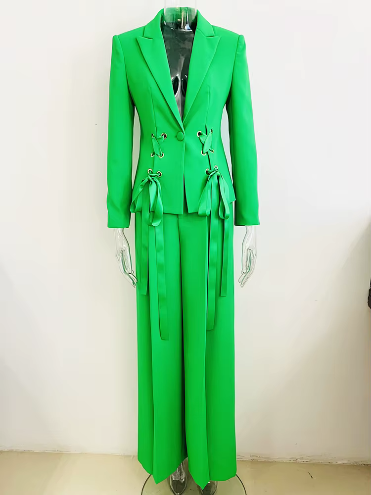 HIGH STREET Nouvelle Collection Mode 2026 Printemps/Été Ensemble Blazer et Pantalon Droit pour Femme