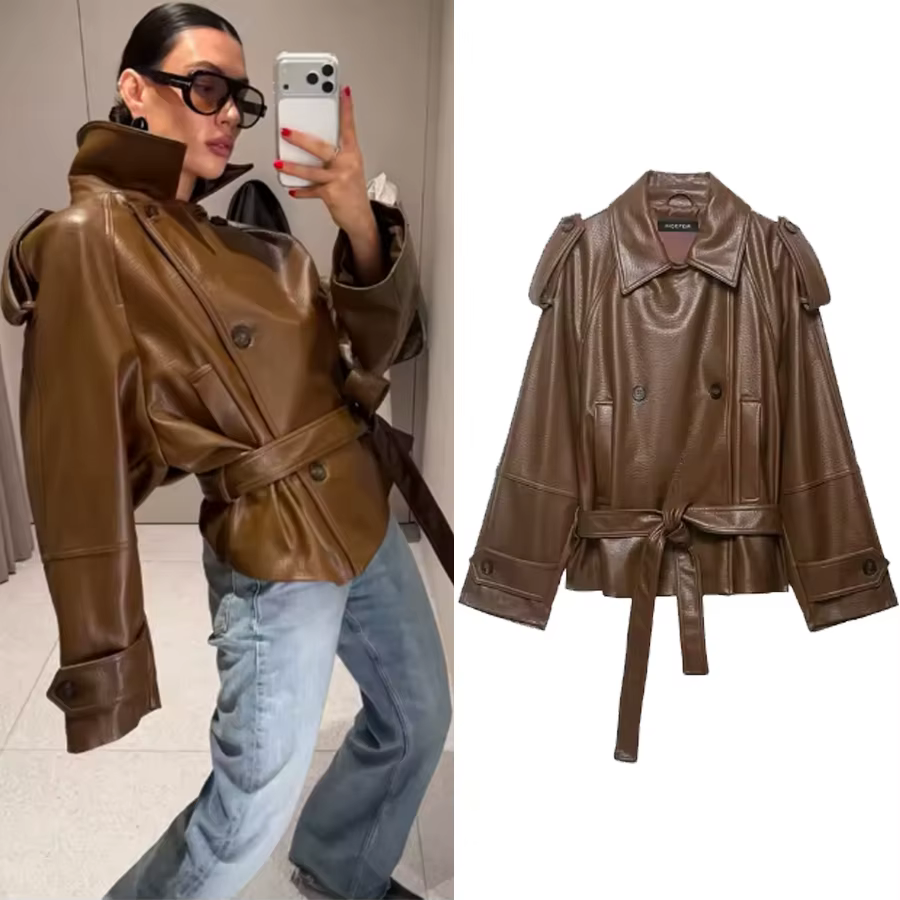 Vestes en similicuir pour femmes avec ceinture, manteau d'extérieur, streetwear, mode élégante, vest