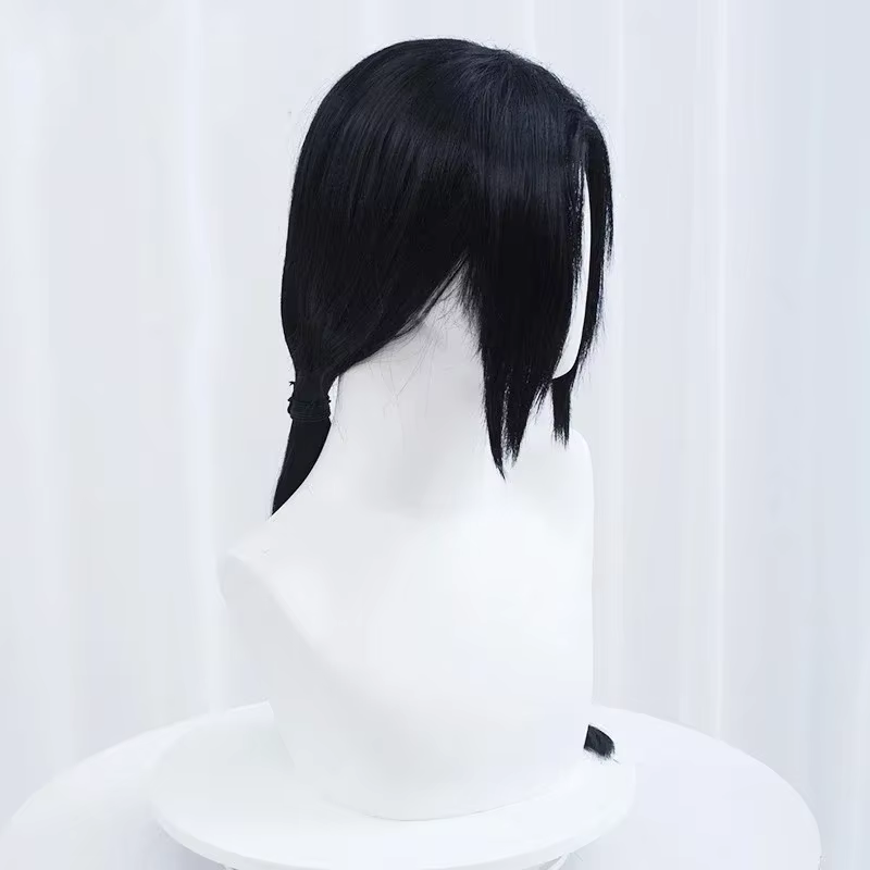 Perruque de Cosplay Anime Itachi Uchiha, Cheveux Synthétiques Longs et Lisses, Noir, Degré de Chaleu
