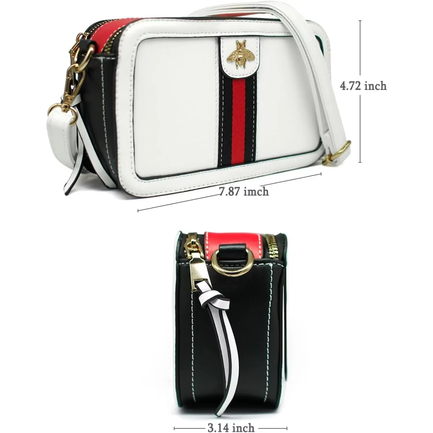 Sac à bandoulière de luxe pour femme en cuir PU, petit sac à main abeille, pochette appareil photo