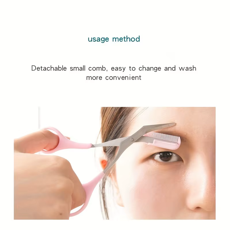 Ciseaux de coupe de sourcils en acier inoxydable avec peigne, outil de maquillage sûr pour couper le