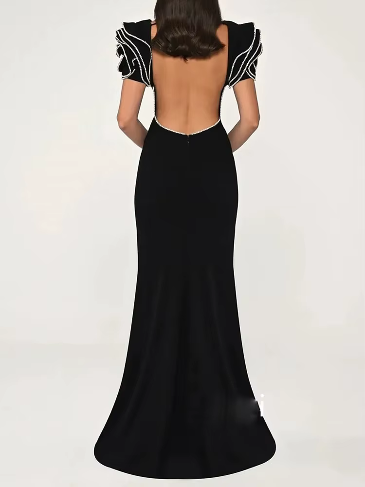 HIGH STREET Nouvelle Collection 2026 Robe Longue de Soirée Designer pour Femme, Ornée de Perles et d